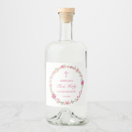 Rosa Blommigt Utandning Första kommissionen Spritflaskor Etikett