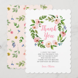 Rosa Blommigt Utandning Peony Birthday Tack Cards Inbjudningar