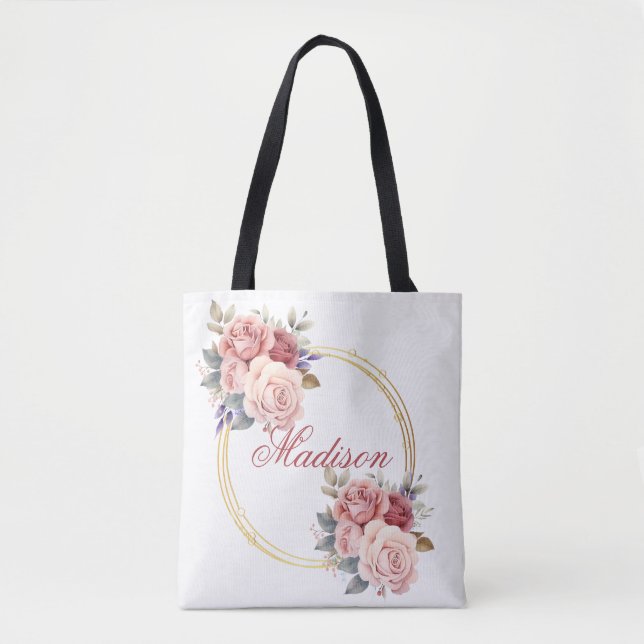 Rosa Blommigt Utandning Tote bags Tygkasse (Framsida)