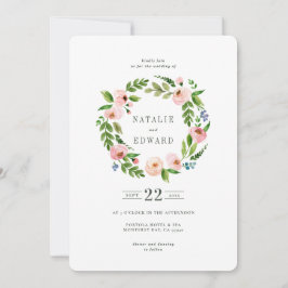  rosa blommigt Utandningsbröllopsinbjudan Spara Datumet