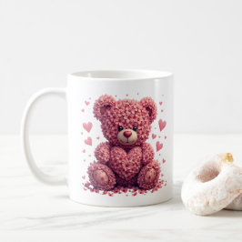 Rosa Blommigt Valentine Nalle Kaffemugg