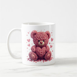 Rosa Blommigt Valentine Nalle Kaffemugg
