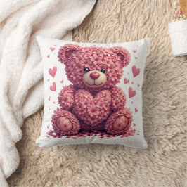 Rosa Blommigt Valentine Nalle Kudde