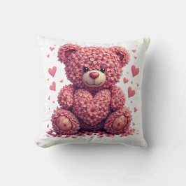 Rosa Blommigt Valentine Nalle Kudde
