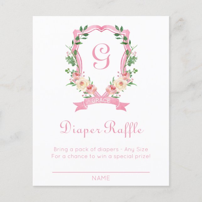 Rosa Blommigt Vapensköld Försämring Raffle (Framsida)