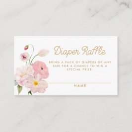 Rosa Blommigt Vår Baby Shower Diaper Raffle Tilläggskort