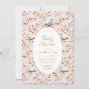 Rosa Blommigt Vår Baby Shower-inbjudan för barn i  Inbjudningar