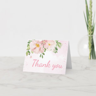 Rosa Blommigt Vår Baby Shower Tack Kort