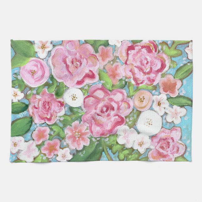Rosa Blommigt Vår Blooms Kitchen Towel Kökshandduk (Horisontell)