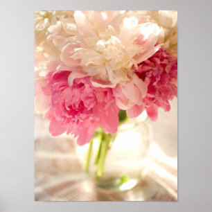 Rosa Blommigt värde Poster Pappert (projektionsyta