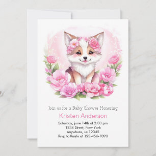 Rosa Blommigt Varg Magic Girl Baby Shower Inbjudningar