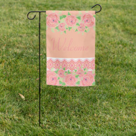 Rosa Blommigt Västersäker Personlig Garden Flagga