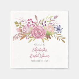 Rosa Blommigt Vattenfärg Botanisk Möhippa Pappersservett