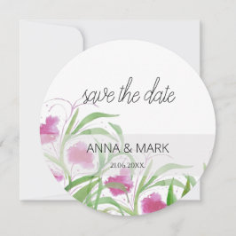 Rosa Blommigt Vattenfärg Hand-målad Julkort