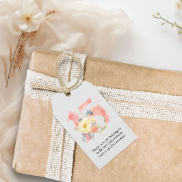  Rosa Blommigt Vattenfärg nummer 15 Tack Presentetikett