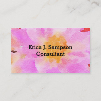Rosa Blommigt Vattenfärg Visitenkort Visitkort