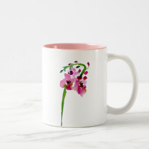 Rosa blommigt vattenfärgad verbascum-blomma Två-Tonad mugg