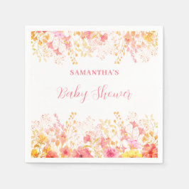 Rosa Blommigt Vattenfärgsbabykläder Pappersservett