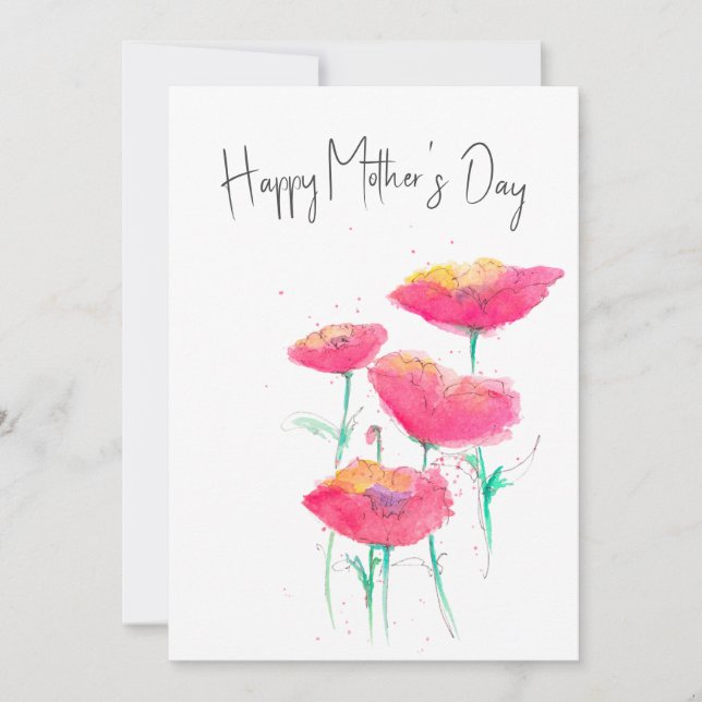 Rosa Blommigt Vattenfärgsplatta Mors dag-kort för  Julkort (Framsida)