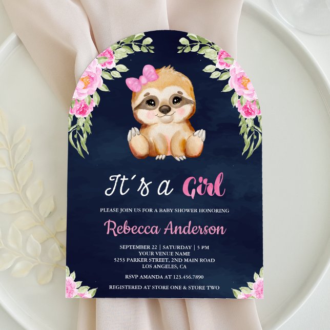 Rosa Blommigt Vattenfärgssmått Förskjutning för sm Inbjudningar (Skapare uppladdad)