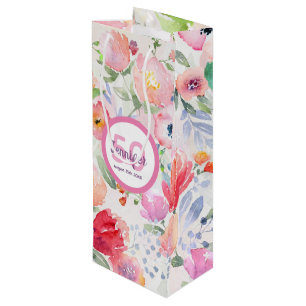 Rosa blommigt vid födelsedag, monogram namn