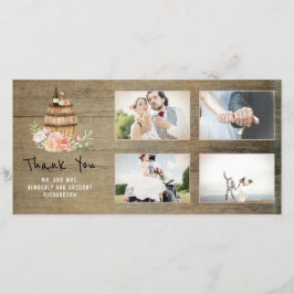 Rosa Blommigt Vin Barrel Rustic Tack Bröllop Kort