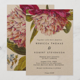 rosa blommigt vintage boho bröllopsinbjudan inbjudningar