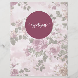 Rosa Blommigt Vintage Recipe Binder Divider
