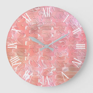 Rosa Blommigt Wall Art Dream Stor Klocka
