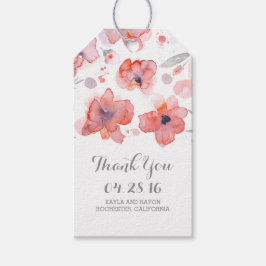 Rosa Blommigt Watercolor Bröllop Tack Presentetikett