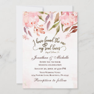 Rosa Blommigt Watercolor Christian Bröllop Inbjudningar