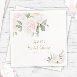 Rosa Blommigt Watercolor Guld Möhippa Napkins Pappersservett
