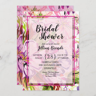 Rosa Blommigt Watercolor Möhippa Inbjudan