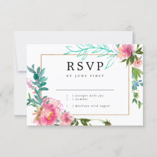 Rosa Blommigt Watercolor Peony OSA kort