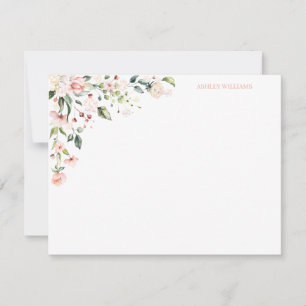 Rosa Blommigt Watercolor Personlig Stationery Anteckningskort