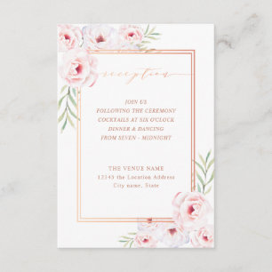 Rosa Blommigt Watercolor Ro Guld bröllopsmottagnin Tilläggskort