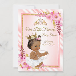Rosa Blommigt White Princess Baby Shower Ethnic Inbjudningar