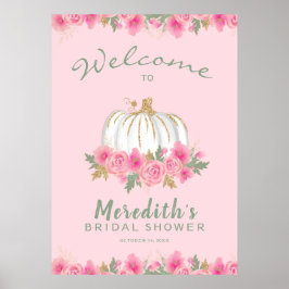Rosa Blommigt White Pumpkin Glitter Möhippa Poster