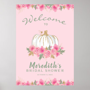 Rosa Blommigt White Pumpkin Glitter Möhippa Poster