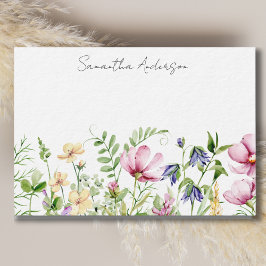 Rosa Blommigt Wildblomma Anteckningskort