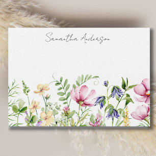 Rosa Blommigt Wildblomma Anteckningskort