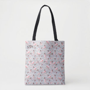 Rosa Blommigt & Winter Berries Monogram Tote Bag Tygkasse