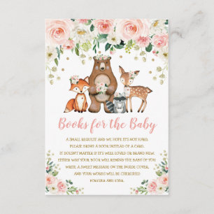 Rosa Blommigt Woodland Animals Bokar för Baby Tilläggskort
