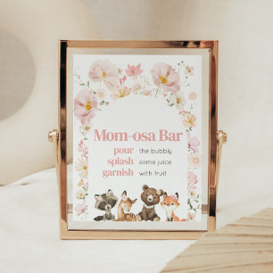 Rosa Blommigt Woodland Animals Mamma-Osa Pub Poster