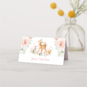  Rosa Blommigt Woodland Forest Animals Shower Placeringskort