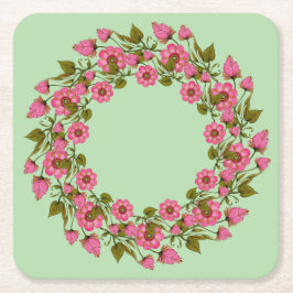 Rosa Blommigt Wreaths | PAPPER UNDERLÄGG i BRÖLLOP Kvadrat