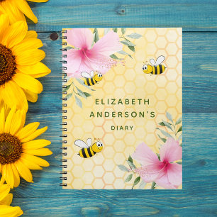 Rosa blommigtar i Diary bin honeycomb Anteckningsbok