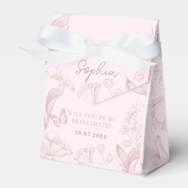 Rosa blommigtar kommer du att bli min brud frieri presentaskar (Framsidan Sidan)