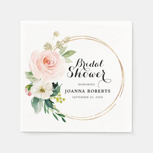  Rosa Blommigtar Modern botanisk Möhippa Pappersservett (Framsidan)