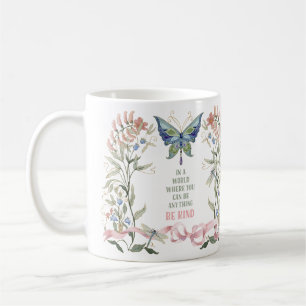 Rosa Blommigten Blockfjäril Vattenfärg är av type Kaffemugg